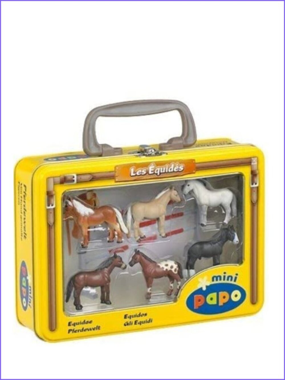 Papo Mini Horses Hand painted figurines in  Tin Case New Sealed Age 3+
